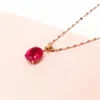 Catene 585 placcato oro viola 14K rosa intarsiato ovale rubino pendente semplice collana a farfalla da donna squisito regalo di gioielli di moda