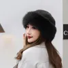 Berets Fluffy Plush Beret Hat Retro Harajuku Solid Color Ear Protection Sboy Cap Imitation Fur Wool Painter Girl