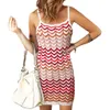 Urban Sexy Dresses Suspender Dres Summer New Striped Multicolor Fine Shoulder Strap Slim Sweater Dress