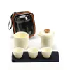 Set di stoviglie Cream Wind Tazza rapida in ceramica Una pentola riempie tre tazze Set da tè da campeggio da viaggio Cinese portatile