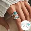 Cluster Rings 925 Sterling Silver Zircon Geometric Ring for Woman Girl Fashion Simple Drop Glaze Design Jewelry Party Gift