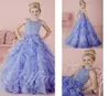 Little Girls Pageant Dresses Wear 2021 New Jewel Neck Crystal Beads Lavender Tulle Formal Party Dress for Teen Kids Flower Girls 3920723