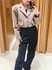 Women's Jackets Spring 2024 Women Tweed Jacket Retro Long Sleeve Single Breasted Turn-Down Collar Slim Plaid Fashion Female Short Coat