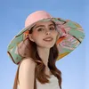 Novo estilo chapéu de pescador dupla face para mulheres verão grande borda chapéu de sol protetor solar elegante