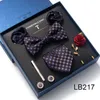 Varumärkes presentförpackning slipsar vävd båge slips handduk pocket rutor manschettkropp set clip slips paisley fit wedding 240123