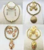 Collier à breloques africaines, boucles d'oreilles, ensembles en or de dubaï pour femmes, Bracelet de mariée, bague, pendentif, bijoux, Set2485052