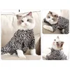 Katzenkostüme, niedliche Pyjamas für Haustiere, Leopardendruck, Mantel, Kleidung, Hundekätzchen, Baumwollhemd für Frühling und Winter, Oberbekleidung