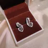 Ensemble de collier et boucles d'oreilles SHButterfly pour femmes, bague en maille rouge, Style Cool, chaîne de collier courte coréenne, mode papillon trois pièces