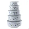 Zestawy naczyń obiadowych Miski z uszczelką er ER Enamel Zestaw kombinezonu 5PCS Preservation Ice Bowl Mini ryż 10-18 cm Dowód DH6KD