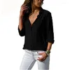 Women's Blouses Solid Color Women Shirts Spring Summer Long Sleeve Turn-down Collar Button Ladies Casual Blouse Streetwear Female Tops