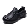 Kleidschuhe Damen Leder Pumps Schwarz Loafer Slip On Low Heels Weich Für Handarbeit Echt Casual 2024 Frühling