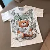 春/夏のデザイナーファッションブランドショートスリーフラウンドネックTシャツユニセックスレターリラックスしたカジュアル、豪華な短袖の漫画ベアTシャツ