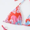 ARXIPA Sexy Bikinis, zweiteiliger Badeanzug für Damen, Blumendruck, niedrige Taille, Badeanzug, gepolstert, Push-Up, Strandmode, Tanga, Dreieck, Neckholder, getrennt