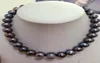 New Fine pearl jewelry Stunning 8595mm round tahitian huge black red green pearl necklace 18quot 14kGP1661001