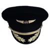 Benutzerdefinierte gehobene Pilotenkappe Flugkapitän Hut Uniform Halloween Party Erwachsene Männer Militärhüte Schwarz Für Frauen Breite Krempe214n
