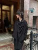 Men's Casual Shirts Vintage Yamamoto Black Yohji Style Flower Relief Embroidery Doka Shirt With Irregular Hem Design Jacket