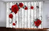 Custom 3D Red Rose Window Curtains Flowers blackout curtain for Living Room Bedroom Decorative Kitchen Curtains Drapes4406264