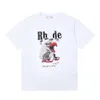 Designe Casual Fashion Wear Rhde Classic Los Angeles Signature Eagle Print Summer Casual Loose Short Sleeve T-Shirt för både män och kvinnor