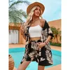 Vestes pour femmes à la mode et confortable imprimé floral cardigan hauts shorts 2pcs ensemble pour les femmes