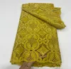 Tessuto africano in pizzo con paillettes Bellissimo tessuto ricamato glitterato Colore puro Materiale da cucire 5 metri per abito da festa9075427