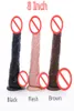 Schwarzer 8 Zoll realistischer Dildo, wasserdicht, flexibler Penis mit strukturiertem Schaft und starkem Saugnapf, Sexspielzeug für Frauen8411203