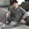 Men's Sleepwear Double-side Flannel High-density Warm Pijama Hombre Big Size Pajamas 4XL Loose Zipper Hooded Thick Winter Pyjama Homme