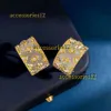 Boucles d'oreilles de créateurs de luxe plaqué or 18 carats, tissu texturé, motif sculpté, diamant incrusté, double couleur, boucles d'oreilles en forme de C, accessoires bijoux 2024