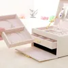 Large PU Leather Jewelry Box Multi-Layer Jewelry Case Organizer Casket For Necklace Rings Earring Jewellery Storage Boxes 240122