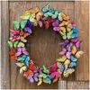 装飾的な花の花輪装飾的な花春のドアのための美しい蝶ガーデンボックスウッドバレーリースウィンドウライトfa dho4u