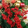 Dekorativa blommor 10/1st Simulering Red Berries Christmas Tree Decoration Diy Berry Branches For Wreath Gift Xmas Party Home Table