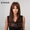 Shein Gradient Synthetic Fiber Wig Full Headset Hot Selling Octagonal Bang Medium Length Straight Hair