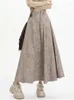 Kjolar aoaiiys grå lång för kvinnor hög midja 2024 sommarlipsfärgning veckad kjol streetwear mode harajuku rufs