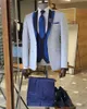 Men's Suits Blazers Light Blue Costume Homme Men Suit 3 Pieces Fashion Slim Fit Suit Groom Tuxedos Terno Wedding Blazer (Jacket+Pants+Vest)