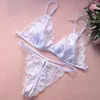 Bras Sets Adult Translucent Underwear Sexy Glamour Lace Bikini Multicolor Crotchless See Through Temptation Sleepwear Set Lingerie