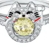 Swarovski Ringen Designer Dames Originele Hoge Kwaliteit Bandringen Geel Hart Lucky Cat Ring Mode En Dynamische Cat Ring