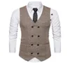 Tweed Men Suit Vest 2018 Khaki Formal Dress Kitwa kamizelka wełniana moda szczupła fit w kamizelce NOWOŚĆ