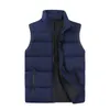 Canotte da uomo Gilet maschile con cerniera intera invernale con giacca termica senza maniche Tasche con colletto alla coreana Piumino casual per uomo freddo