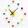 Original muted colorful brief stickers wall clock creative DIY bedroom living room wall sticker clock watch cute home decoration2791