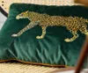 Gepard haftowa poduszka poduszka poduszka osłona aksamitna dżungla cojines decorativos para sofa zielona poduszki poduszki Coussin9035231