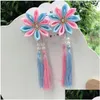 Hårtillbehör Retro Färg Matchande svärd krysantemum Flower Hairpin Tassel Barn Prinsessan Huvudbonad Hanfu Drop Delivery Baby K OTCFJ