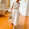 Rokken AYUALIN Casual Losse Witte Rok Past Vintage Borduren Korte Mouwen Boho Strand Katoen Set Voor Vrouwen Zomer 2024