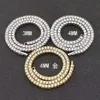 Einreihige Diamant-Hip-Hop-Halskette, 3 mm, 4,5 mm, legierte Diamant-Tenniskette für Männer und Frauen, Tenniskettenschmuck