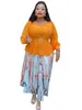 Vêtements ethniques 2024 Gaun Maxi Pesta Malam Wanita Kantor Leher-o Lengan Panjang Musim Semi Pakaian Afrika Dashiki