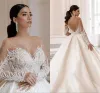 Perles arabes dubaï cristaux robes De bal 2022 Vestido De Noiva doux Tulle à manches longues robe De mariée De mariage