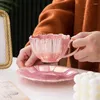 Tasses 240ml Pearl Glacé Tasse en céramique Café au lait avec cuillère et plateau Bureau Home Drinkware