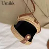 Shoulder Bags Round Straw Bag Women Woven Beac Crossbody Ladies Cute Soulder Raan andmade Knied New Fasion Small andbag BolsaH24219