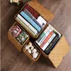 European Creative See Grass Straw Handmade Woven Basket With Cover Rattan Box Bin Storage Sundries Holder Home Decor299D