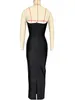 Casual Dresses HQBory 2024 Summer Women Bandage Long Dress Black Ladies Sleundss Strap Sexig V-ringning Bodycon Celebrity Party Vestido