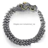 Chain Curb Armband Y Dragon Link Voor Vaderdag Zware Cool Schaal Bangle Sieraden Ornament 231016 Drop Delivery Armbanden Dhmhs