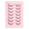 Falska ögonfransar Half Eey Lashes 7 Par Faux Transparent Stems Natural Long Reusable M32